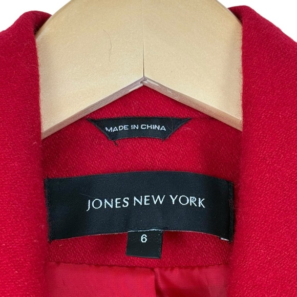 Jones New York Red Wool Blend Double Breasted Peacoat Jacket Size 6 - Picture 12 of 16